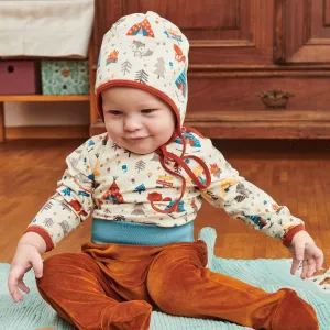 Organic longsleeve baby body "Adventure Camp" - 95% organic cotton, 5% elasthane