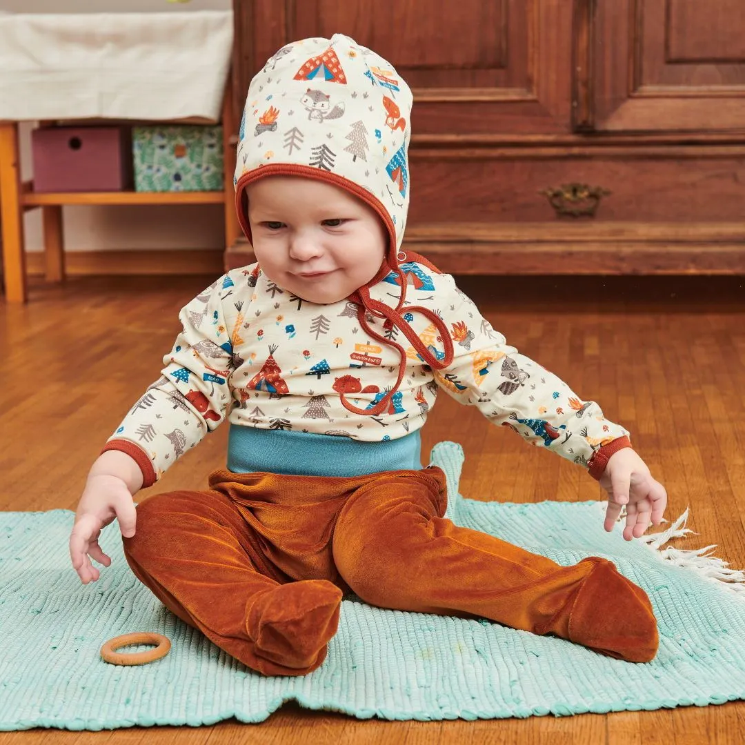 Organic longsleeve baby body "Adventure Camp" - 95% organic cotton, 5% elasthane