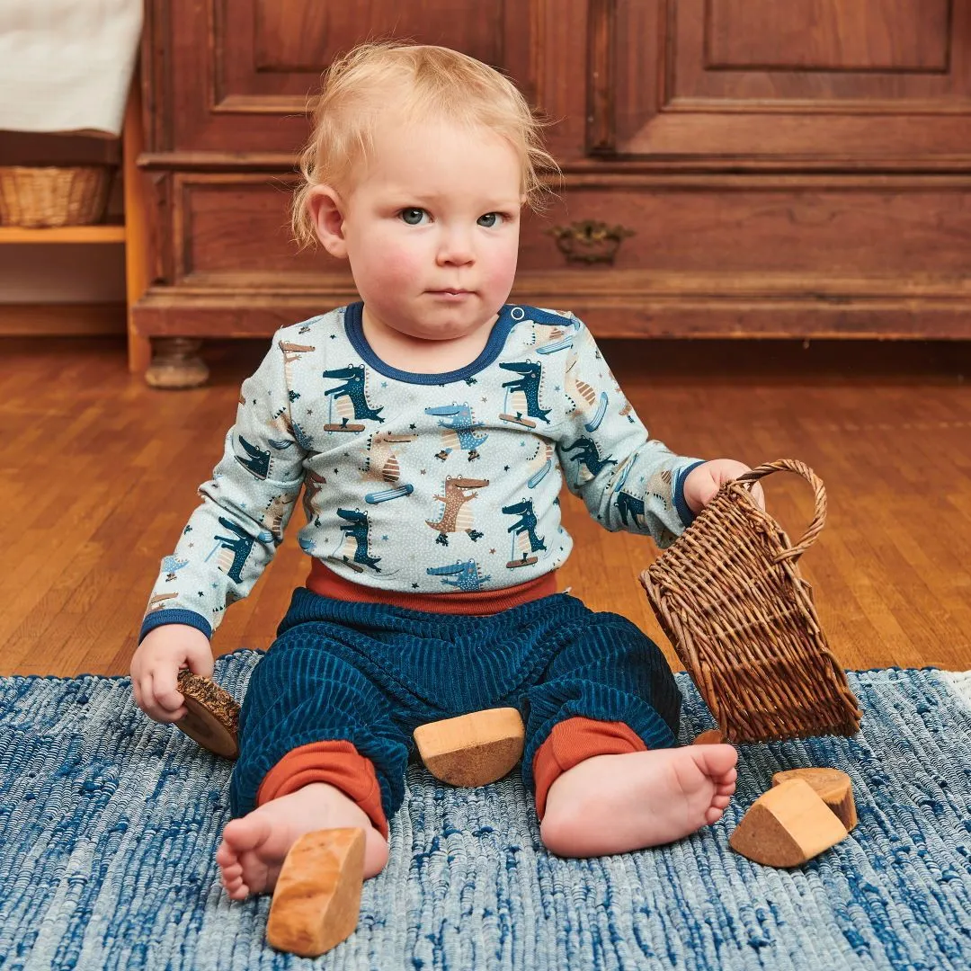 Organic longsleeve baby top "Crocs on Wheels" - 95% organic cotton, 5% elasthane