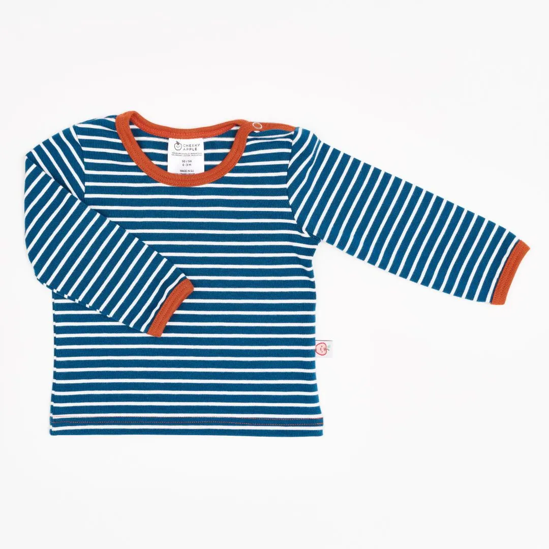 Organic longsleeve baby top "Stripes Water by Night" - 95% organic cotton, 5% elasthane