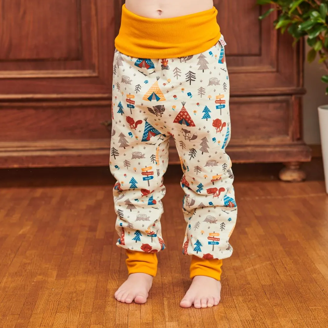 Organic reversible rib pants "Adventure Camp | Nicki Caramel" - 98% organic cotton, 2% elasthane