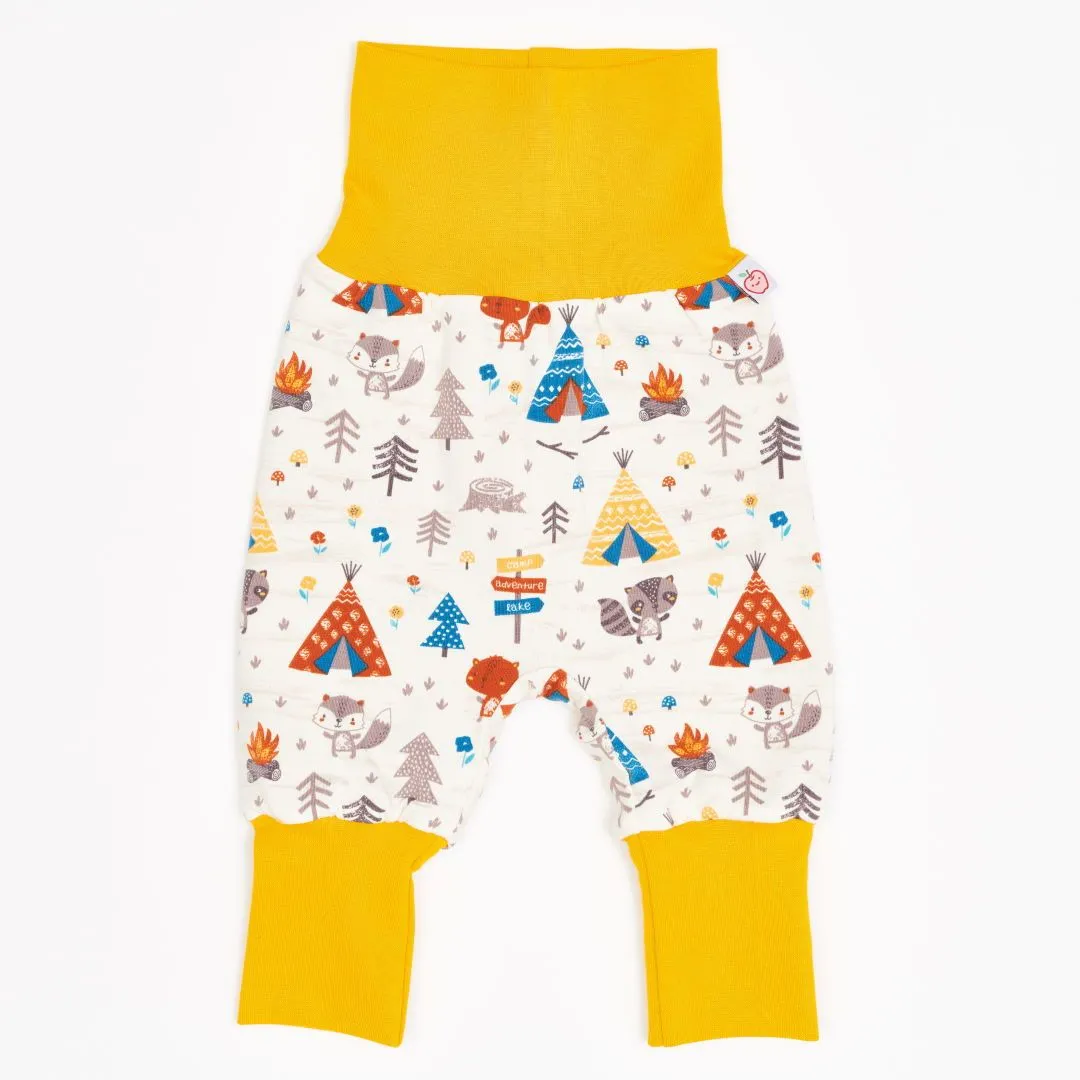 Organic reversible rib pants "Adventure Camp | Nicki Caramel" - 98% organic cotton, 2% elasthane