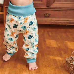 Organic reversible rib pants "Baby Elephant | Nicki Caramel" - 98% organic cotton, 2% elasthane