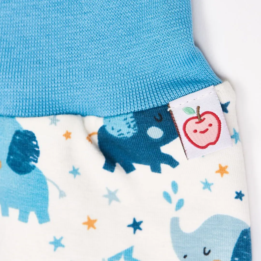 Organic reversible rib pants "Baby Elephant | Nicki Caramel" - 98% organic cotton, 2% elasthane