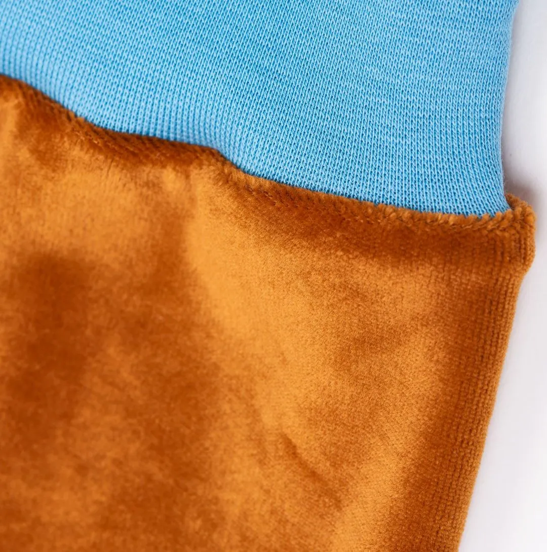 Organic reversible rib pants "Baby Elephant | Nicki Caramel" - 98% organic cotton, 2% elasthane