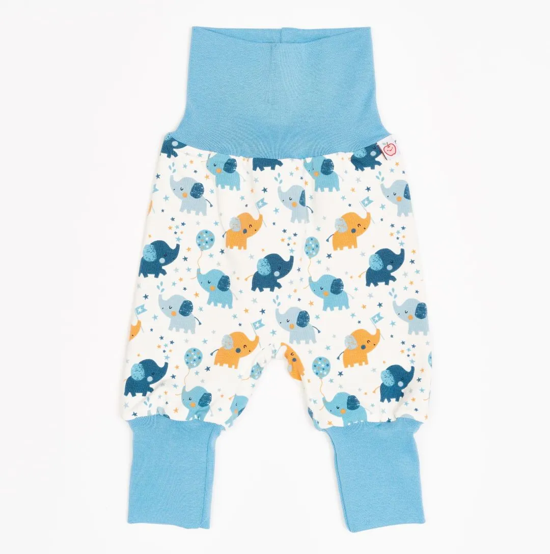 Organic reversible rib pants "Baby Elephant | Nicki Caramel" - 98% organic cotton, 2% elasthane