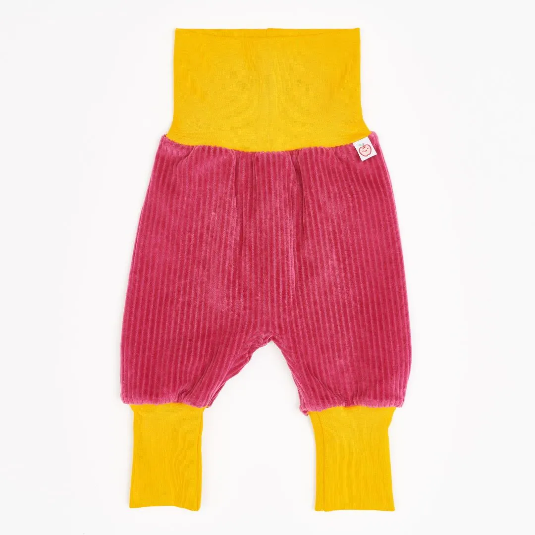 Organic reversible rib pants "Cordnicki Elder | Missy Flower" - 98% organic cotton, 2% elasthane