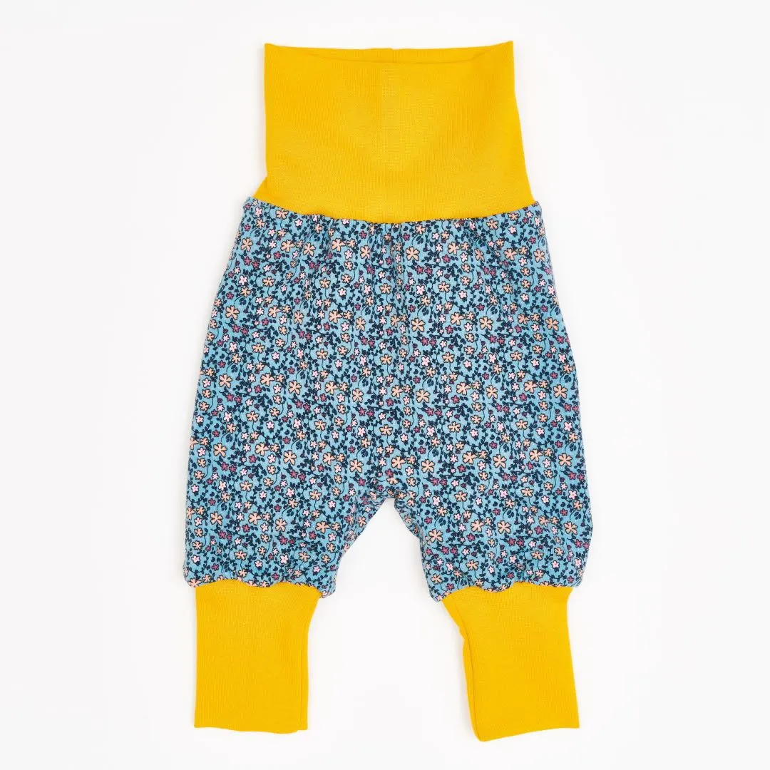 Organic reversible rib pants "Cordnicki Elder | Missy Flower" - 98% organic cotton, 2% elasthane