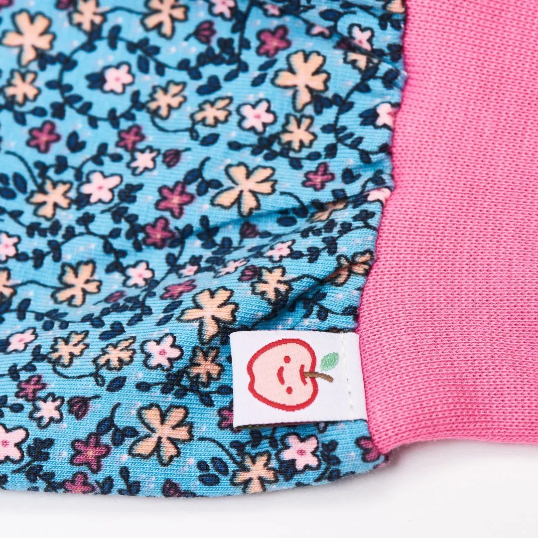 Organic rib pants "Missy Flower" - 95% organic cotton, 5% elastane