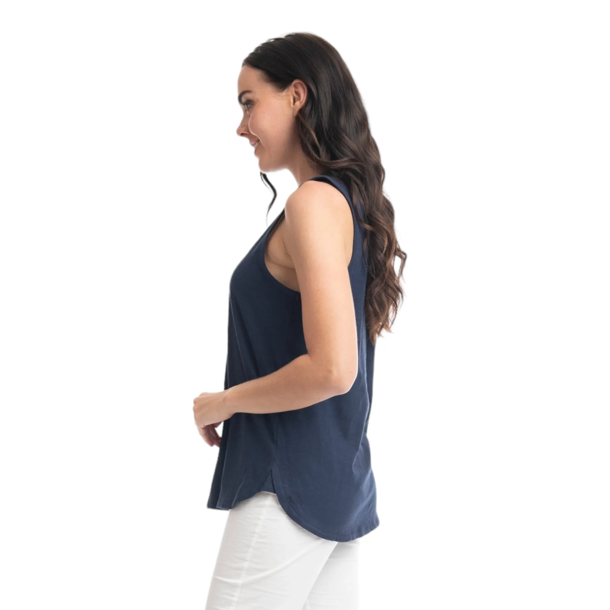 Orientique Cotton Vest Top Navy