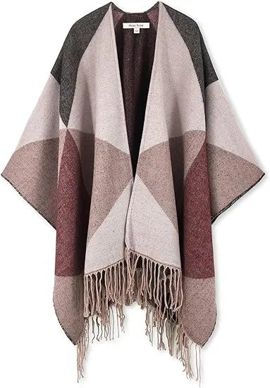 Pink Riverts Winter Chic Plaid Poncho Cardigan