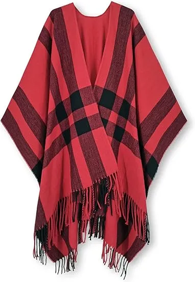 Pink Riverts Winter Chic Plaid Poncho Cardigan