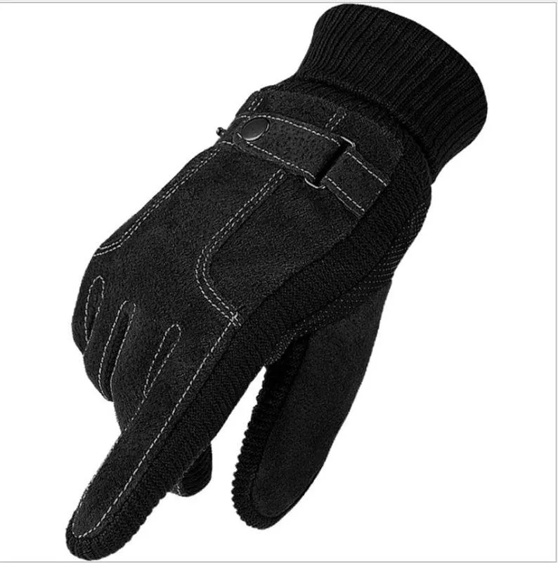 Premium Men's Winter Leather Gloves - Touchscreen Enabled for Outdoor Activities and Smartphone Use