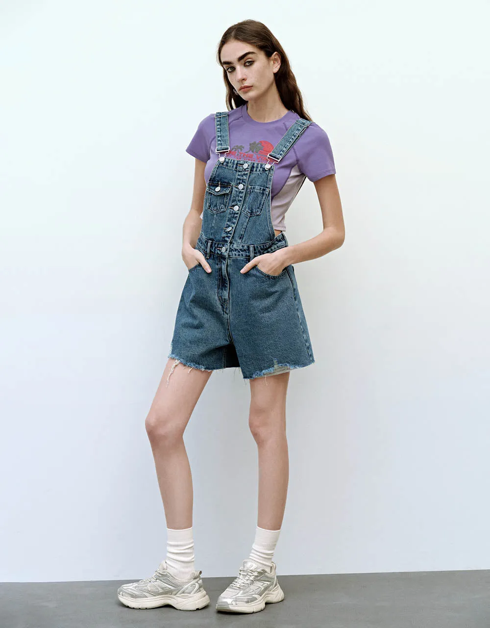 Raw Hem Denim Overall