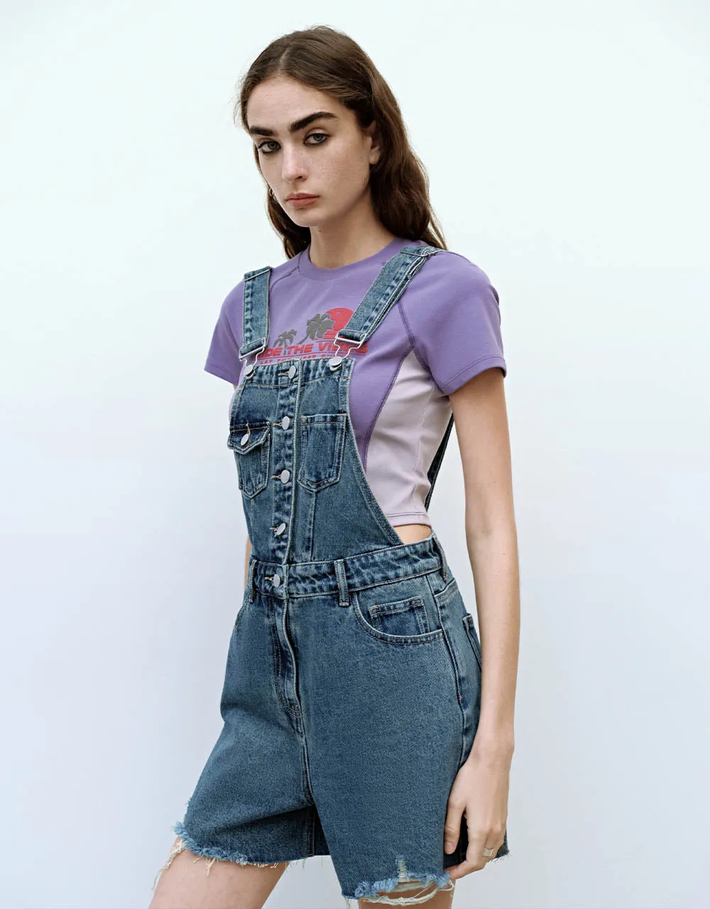 Raw Hem Denim Overall