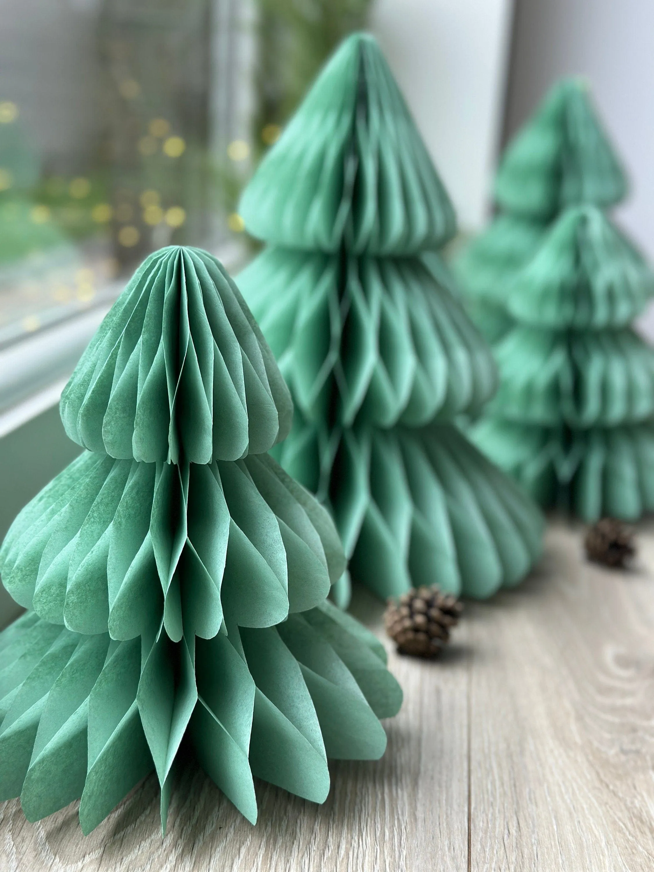 Sage green paper  honeycomb Christmas tree | Dusty green Honeycomb Christmas tree | Festive home decor | Xmas table centrepiece