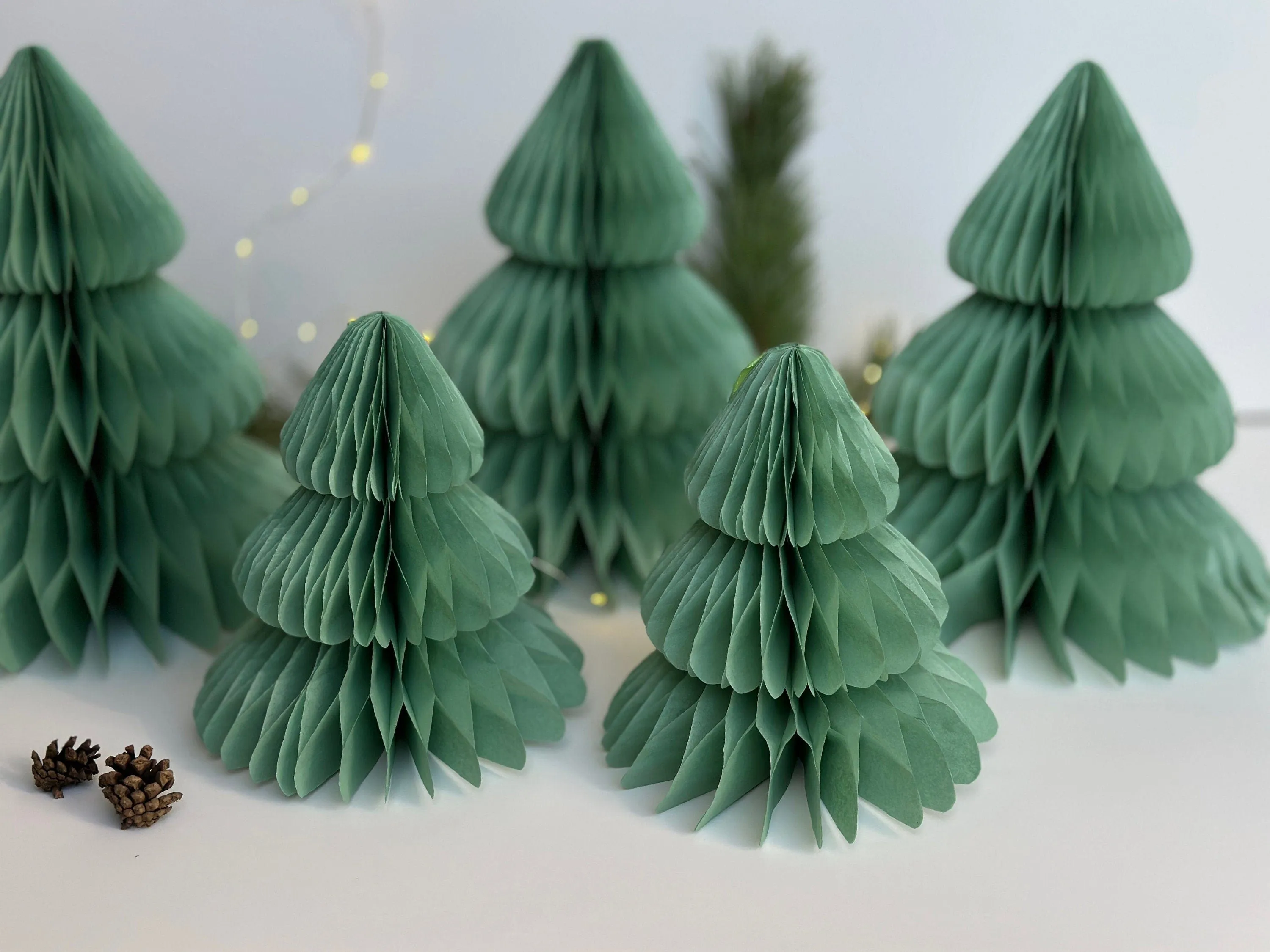 Sage green paper  honeycomb Christmas tree | Dusty green Honeycomb Christmas tree | Festive home decor | Xmas table centrepiece