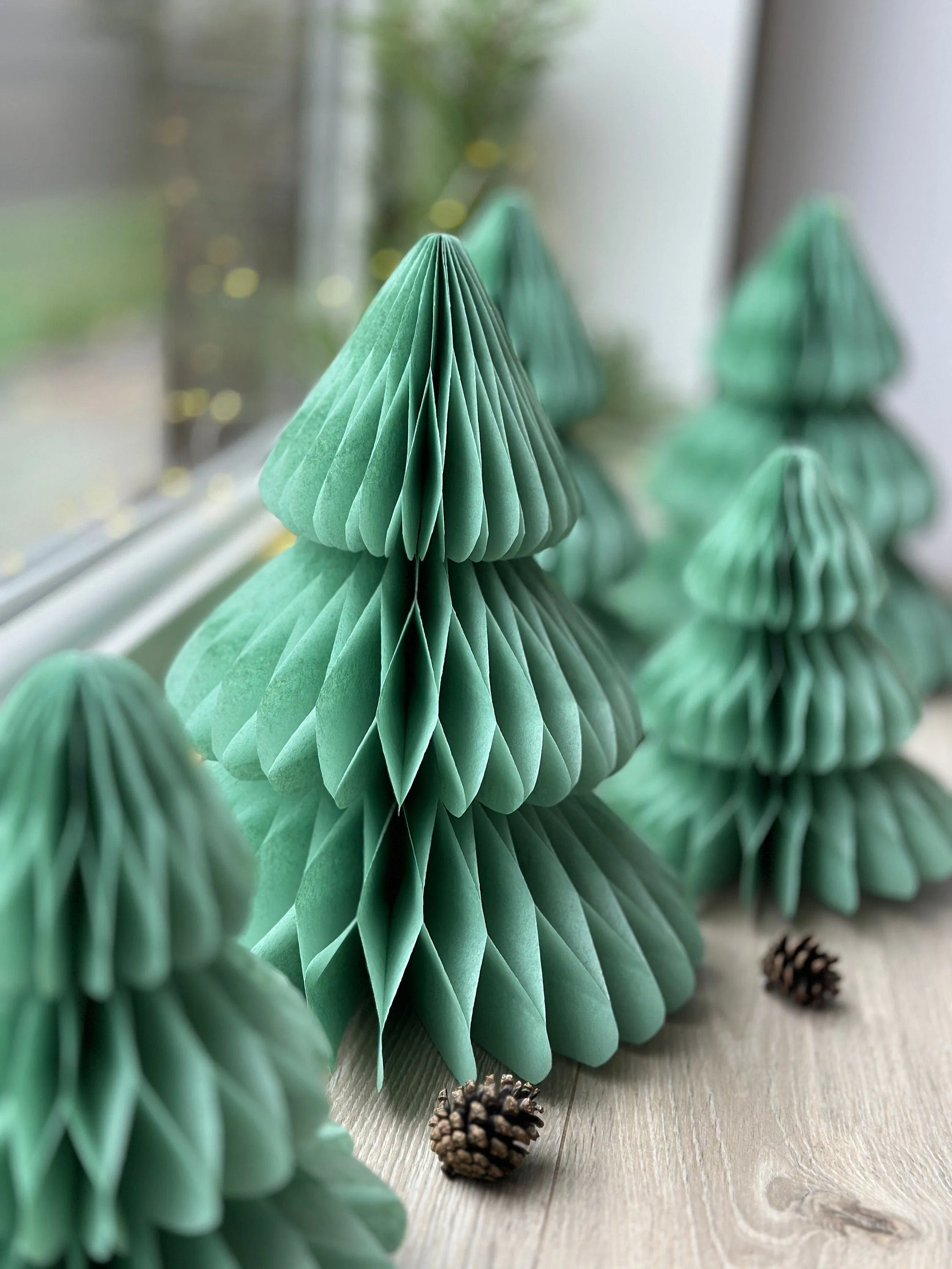 Sage green paper  honeycomb Christmas tree | Dusty green Honeycomb Christmas tree | Festive home decor | Xmas table centrepiece