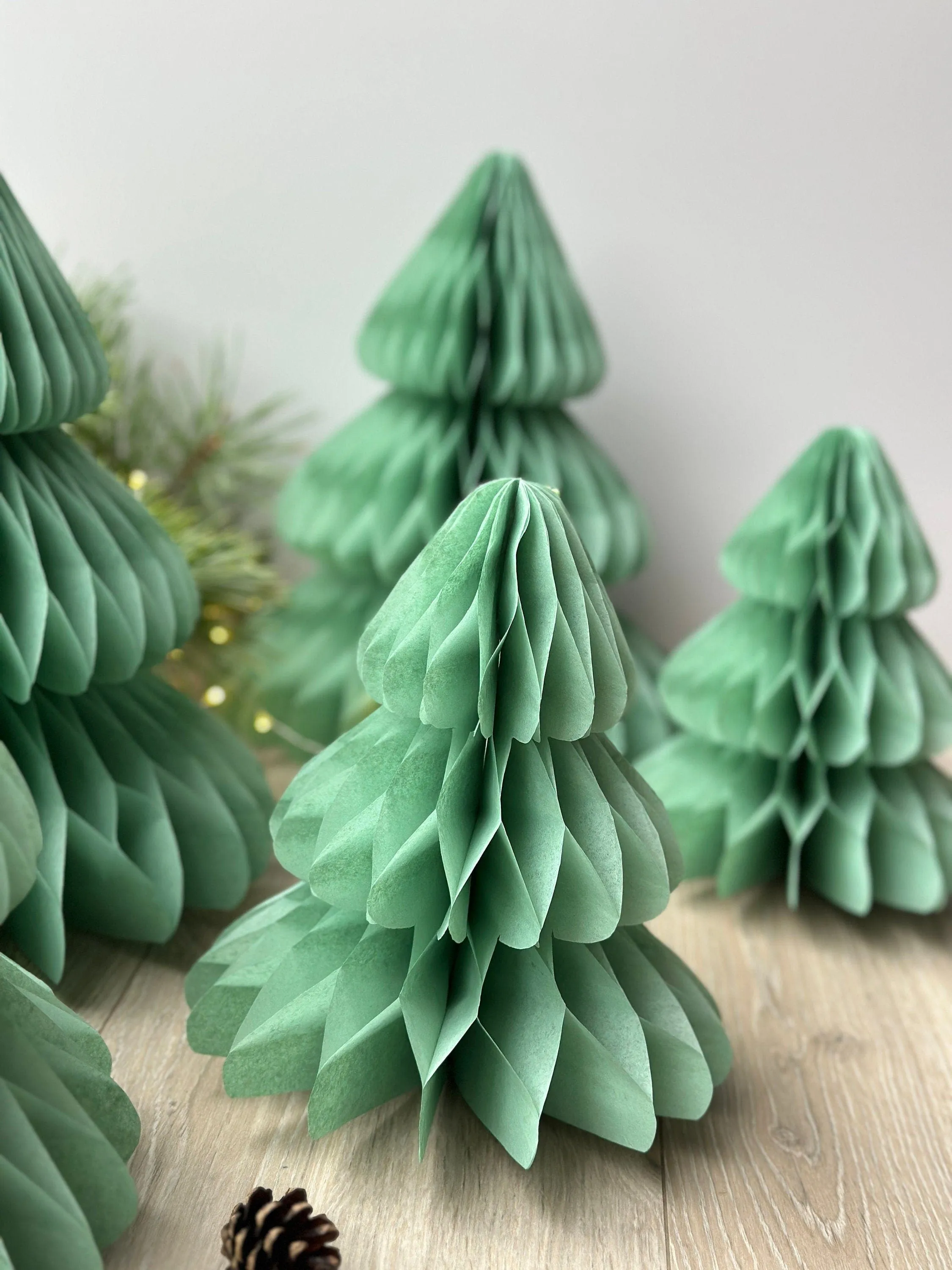 Sage green paper  honeycomb Christmas tree | Dusty green Honeycomb Christmas tree | Festive home decor | Xmas table centrepiece