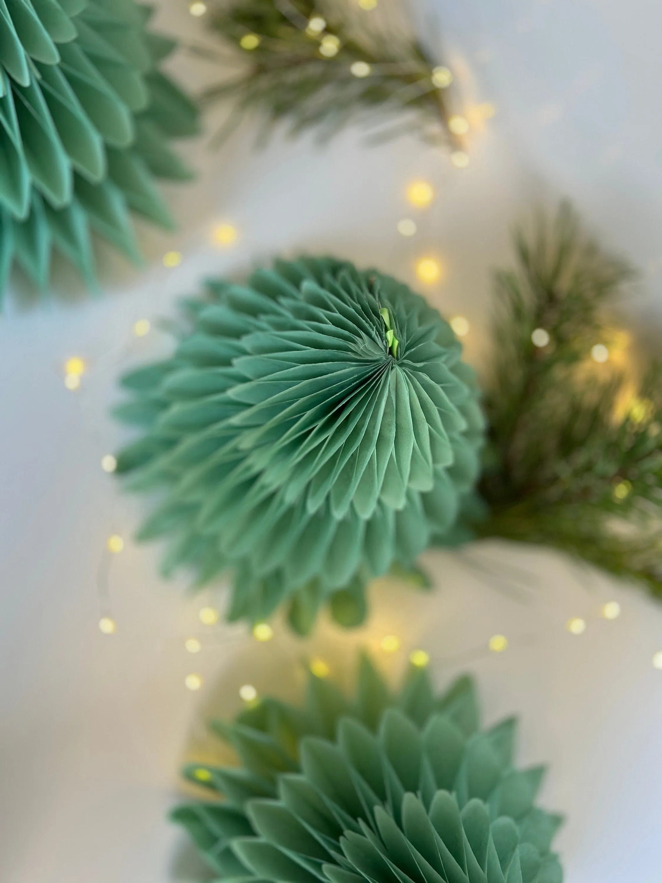 Sage green paper  honeycomb Christmas tree | Dusty green Honeycomb Christmas tree | Festive home decor | Xmas table centrepiece