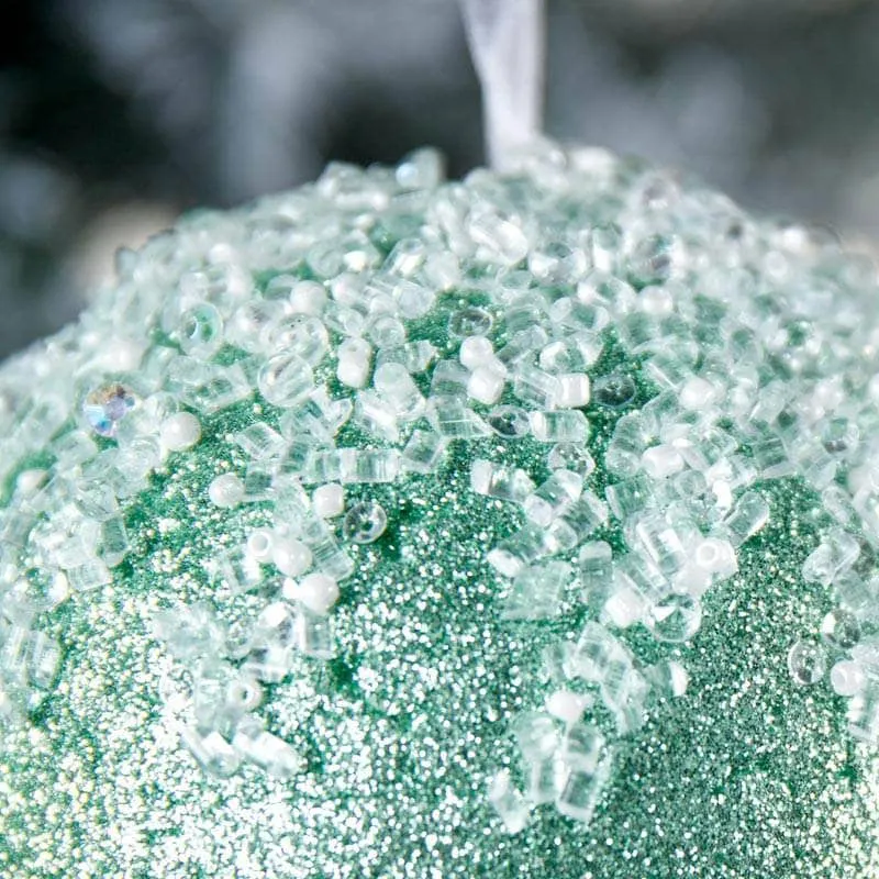 Sage Icicle Sparkle Christmas Bauble - 10cm