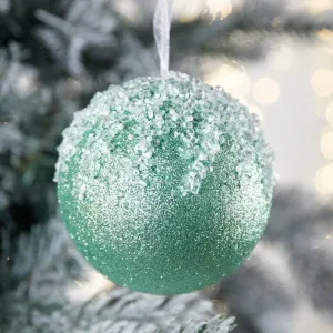 Sage Icicle Sparkle Christmas Bauble - 10cm