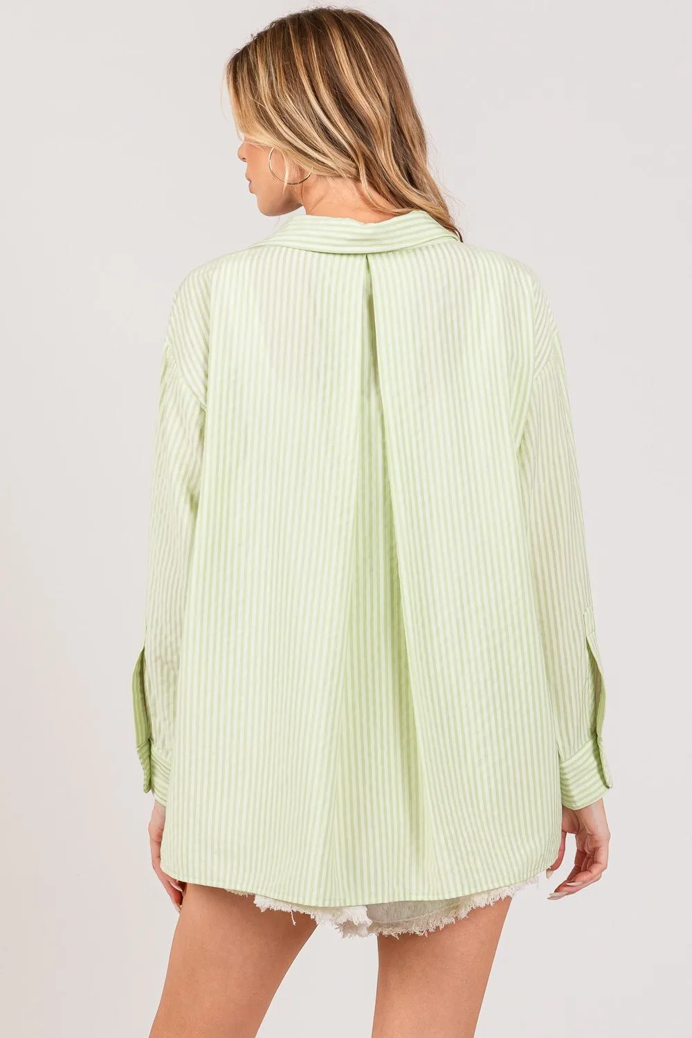 Sage Striped Button Up Shirt