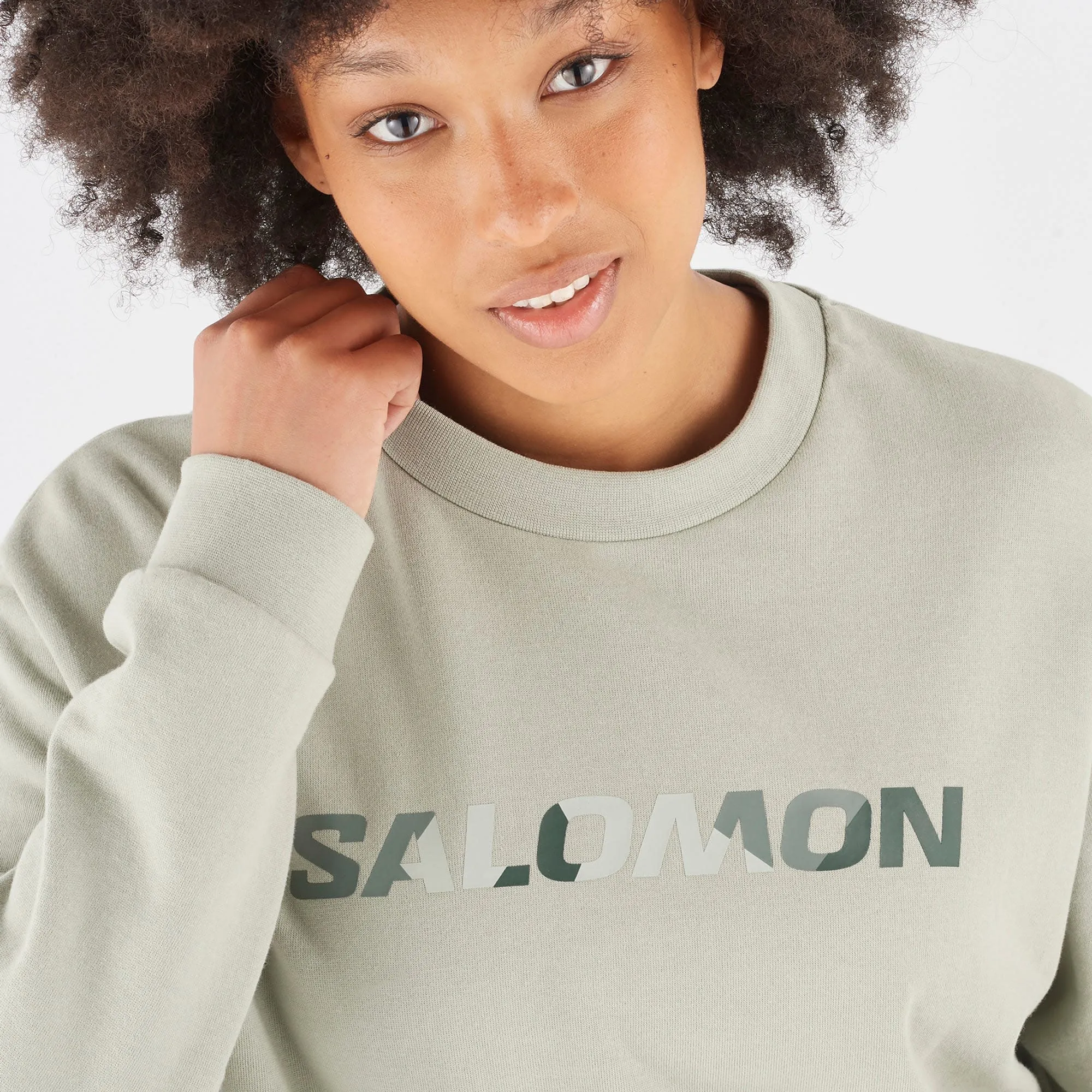 Salomon Unisex Outlife Logo Winter Crew Wrought Iron/Sedona Sage | Buy Salomon Unisex Outlife Logo Winter Crew Wrought Iron/Sedona Sage here | Outnorth