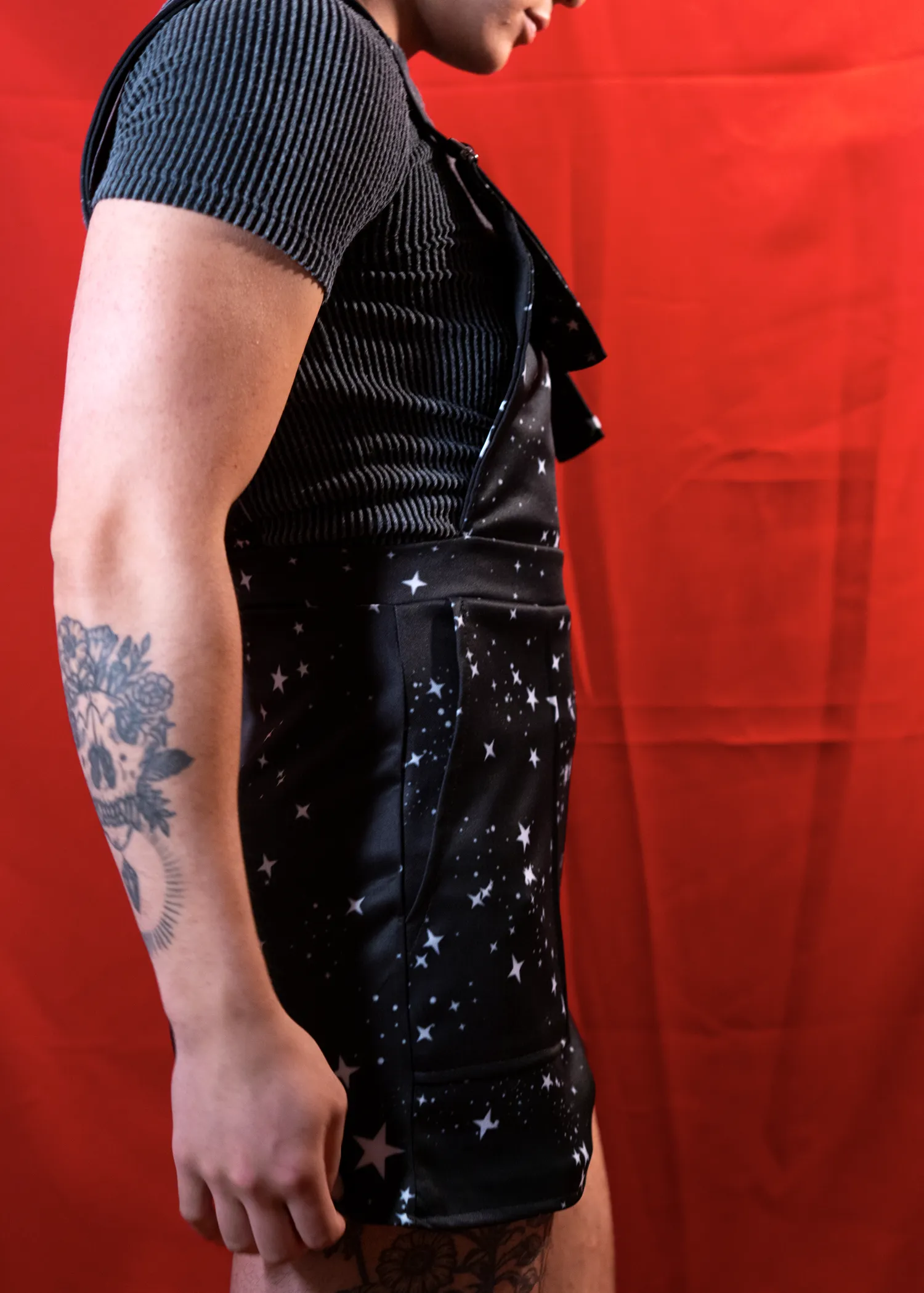 Star Print Overall Shorts