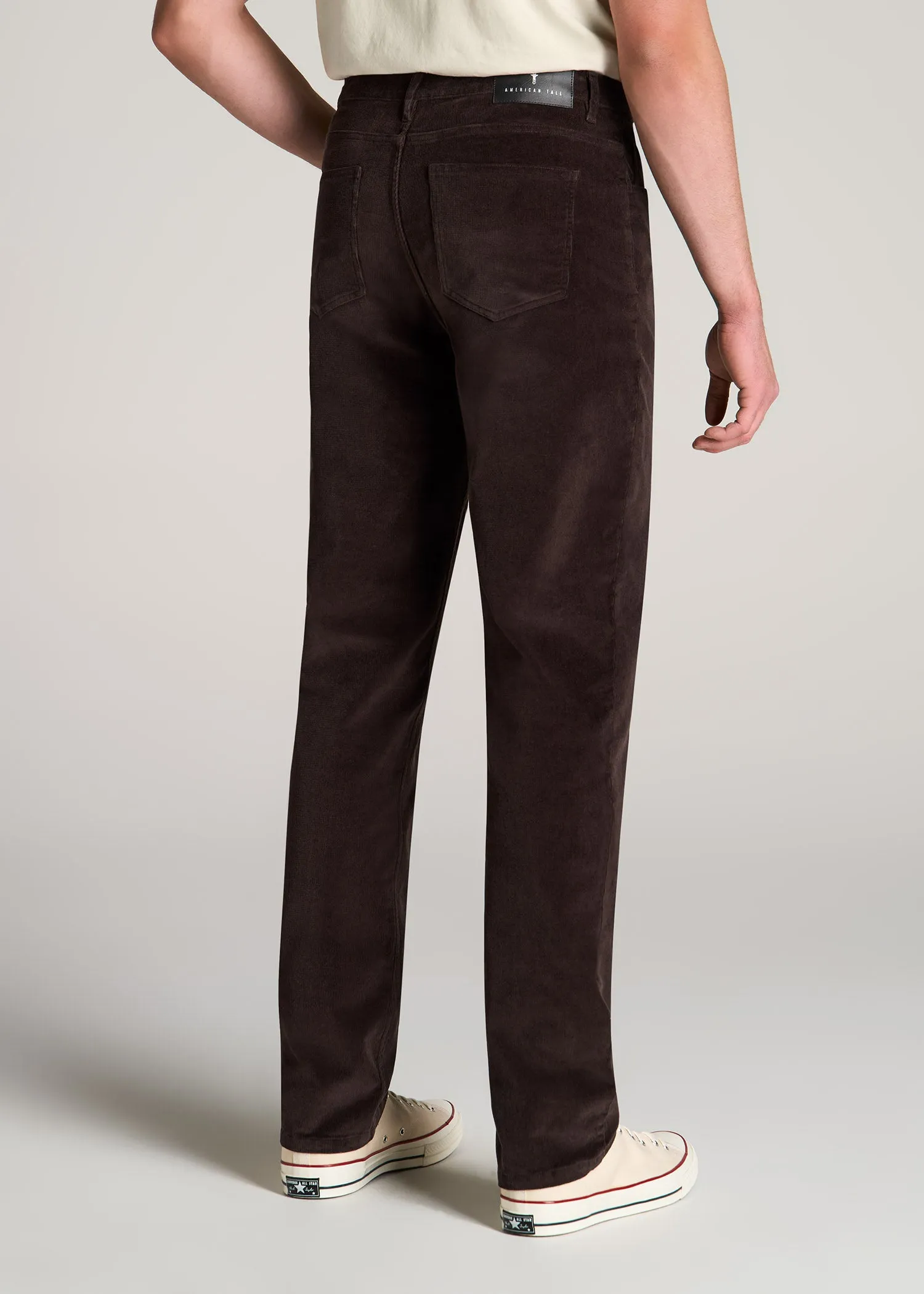 STRAIGHT-LEG Stretch Corduroy Pants for Tall Men in Chocolate