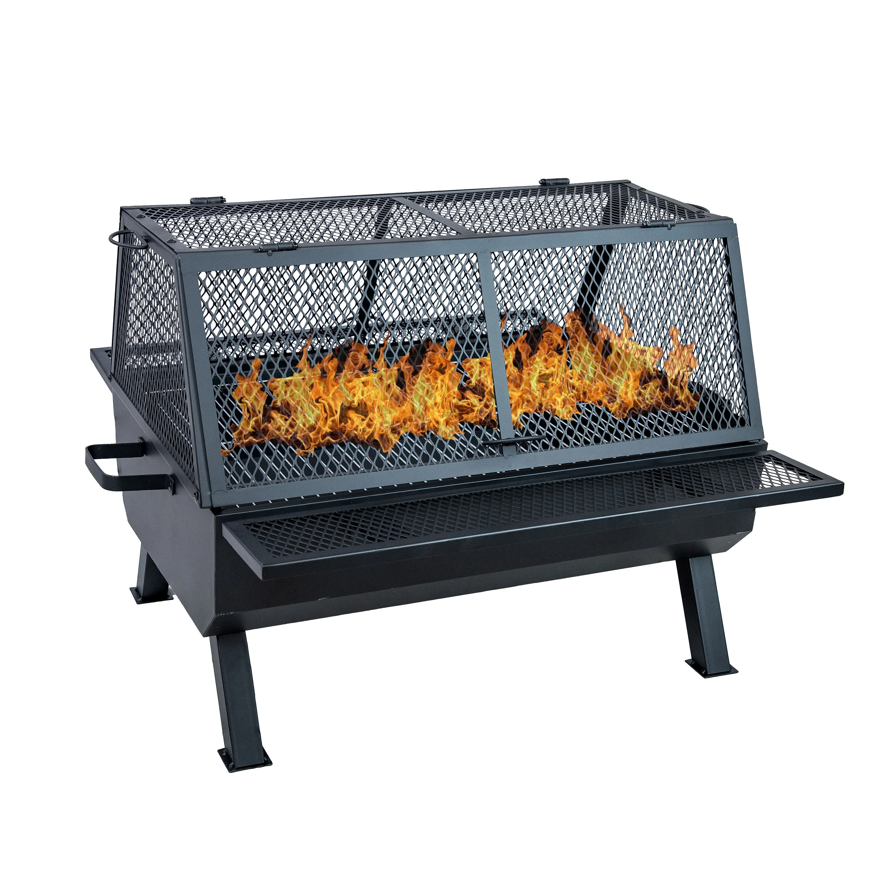 Sunnydaze Outdoor Fire Pit with Grill and Spark Screen -36" H