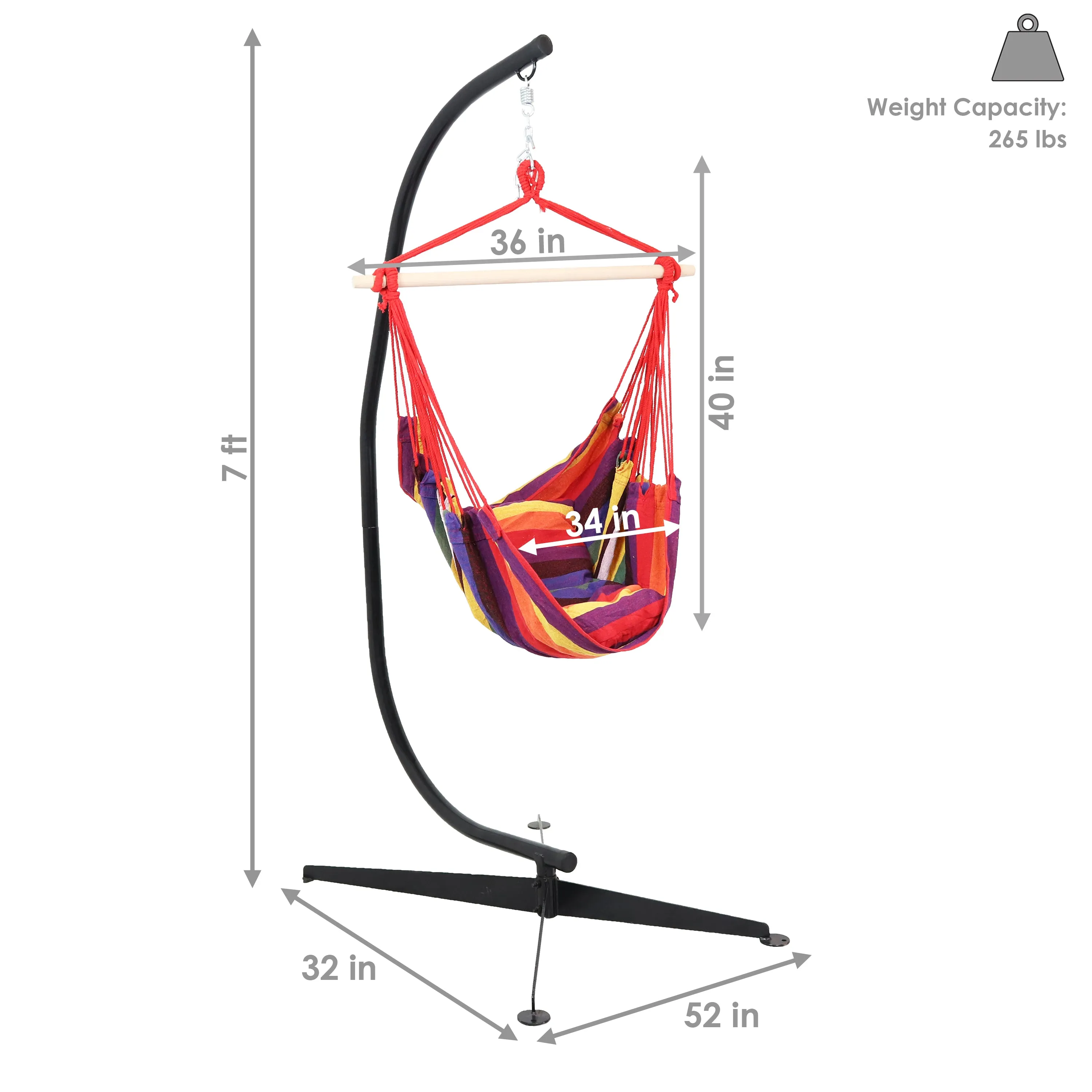 Sunnydaze Outdoor Hanging Hammock Chair and C-Stand Set