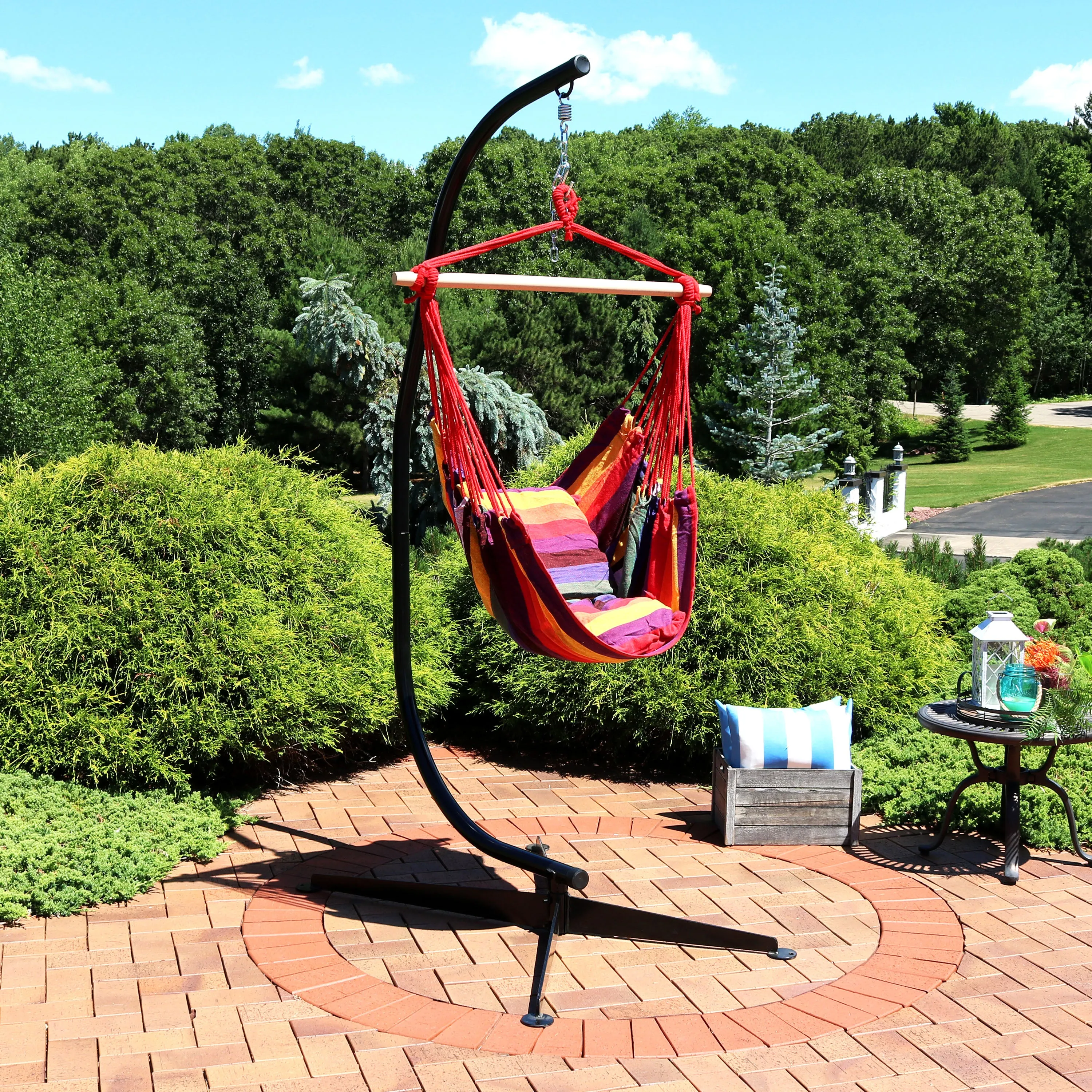 Sunnydaze Outdoor Hanging Hammock Chair and C-Stand Set