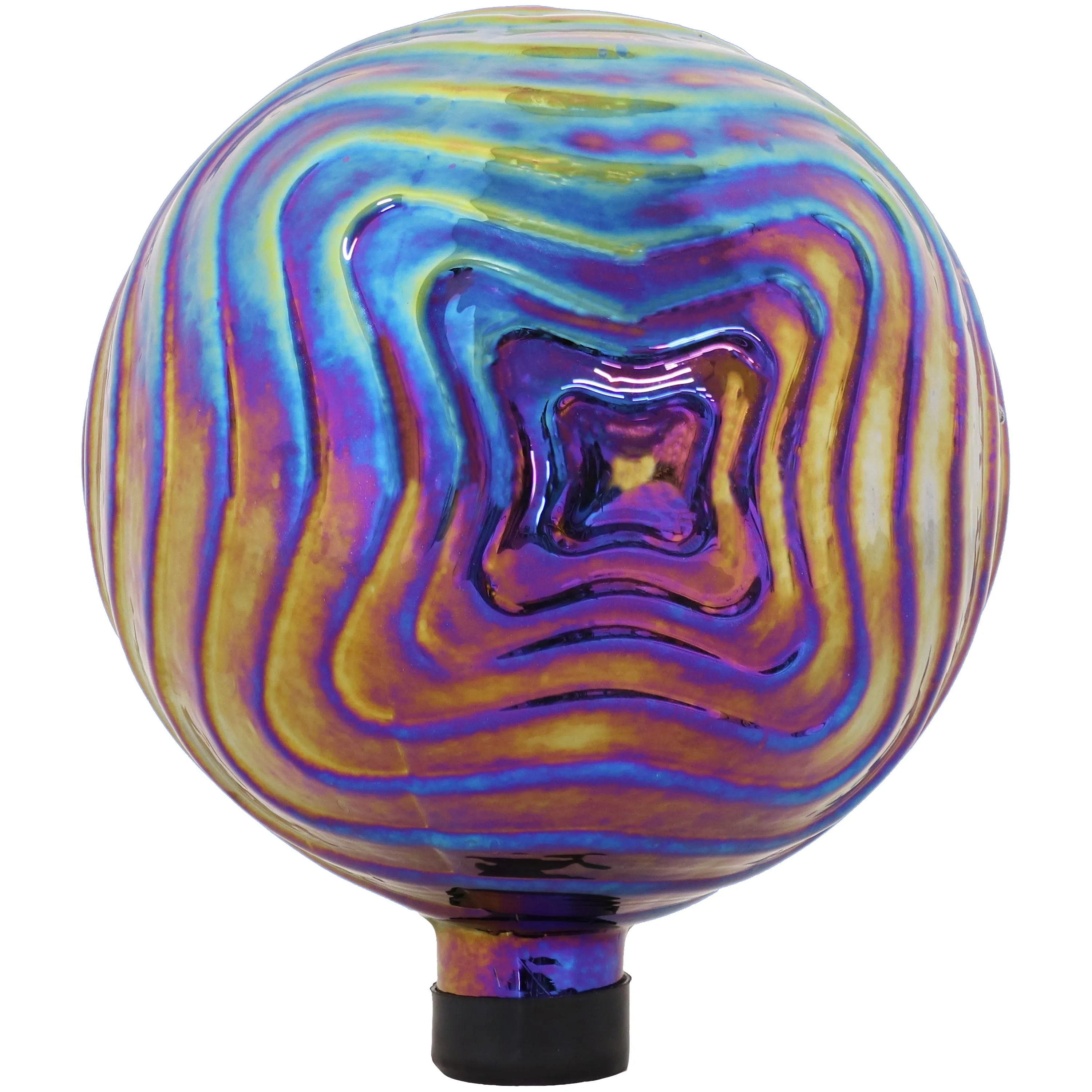 Sunnydaze Peaceful Waves Rippled Outdoor Gazing Globe - 10" - Iridescent