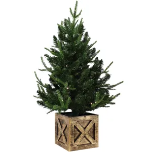 Sunnydaze Pre-Lit Farmhouse Artificial Fir Christmas Tree - 3'