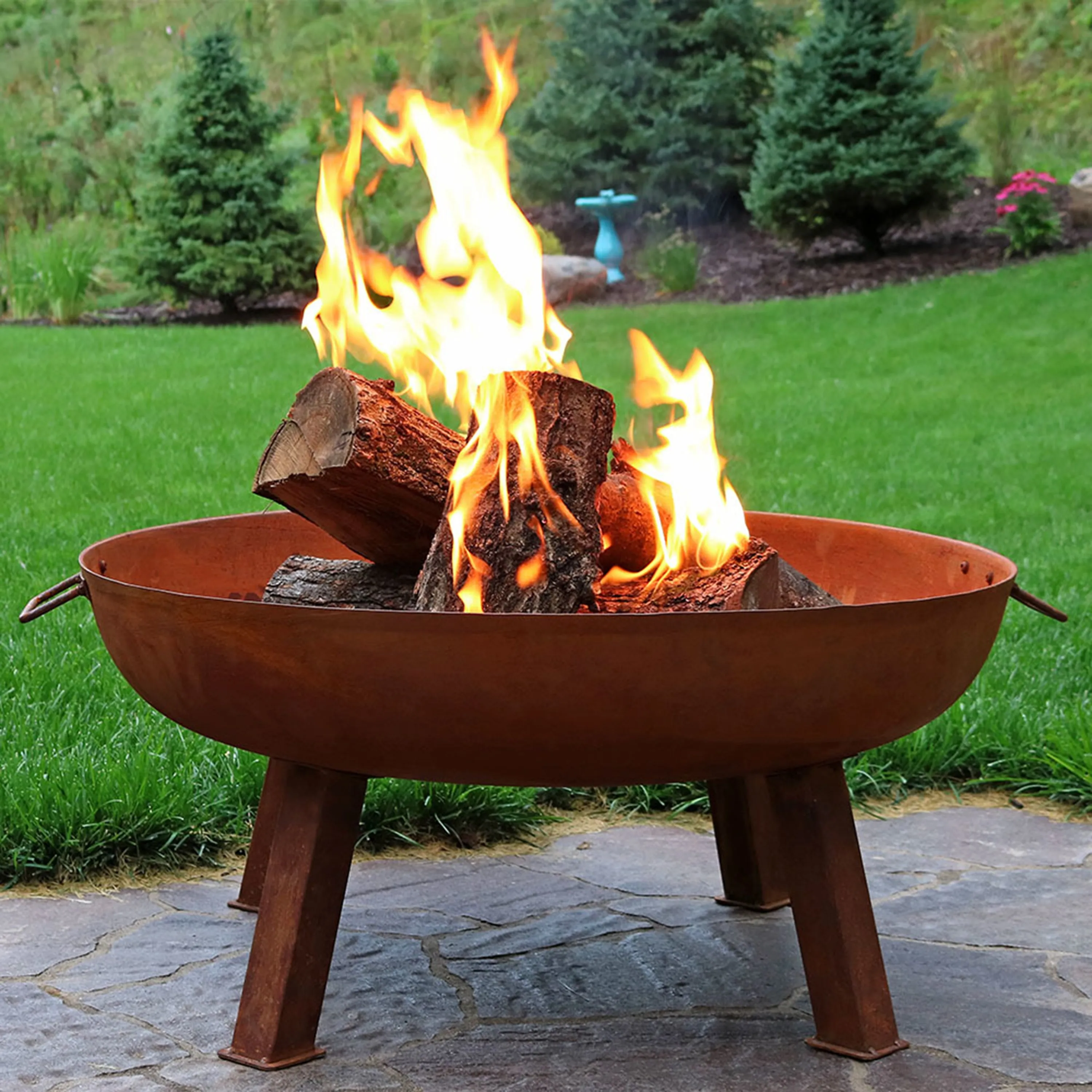 Sunnydaze Rustic Cast Iron Fire Pit Bowl with Stand