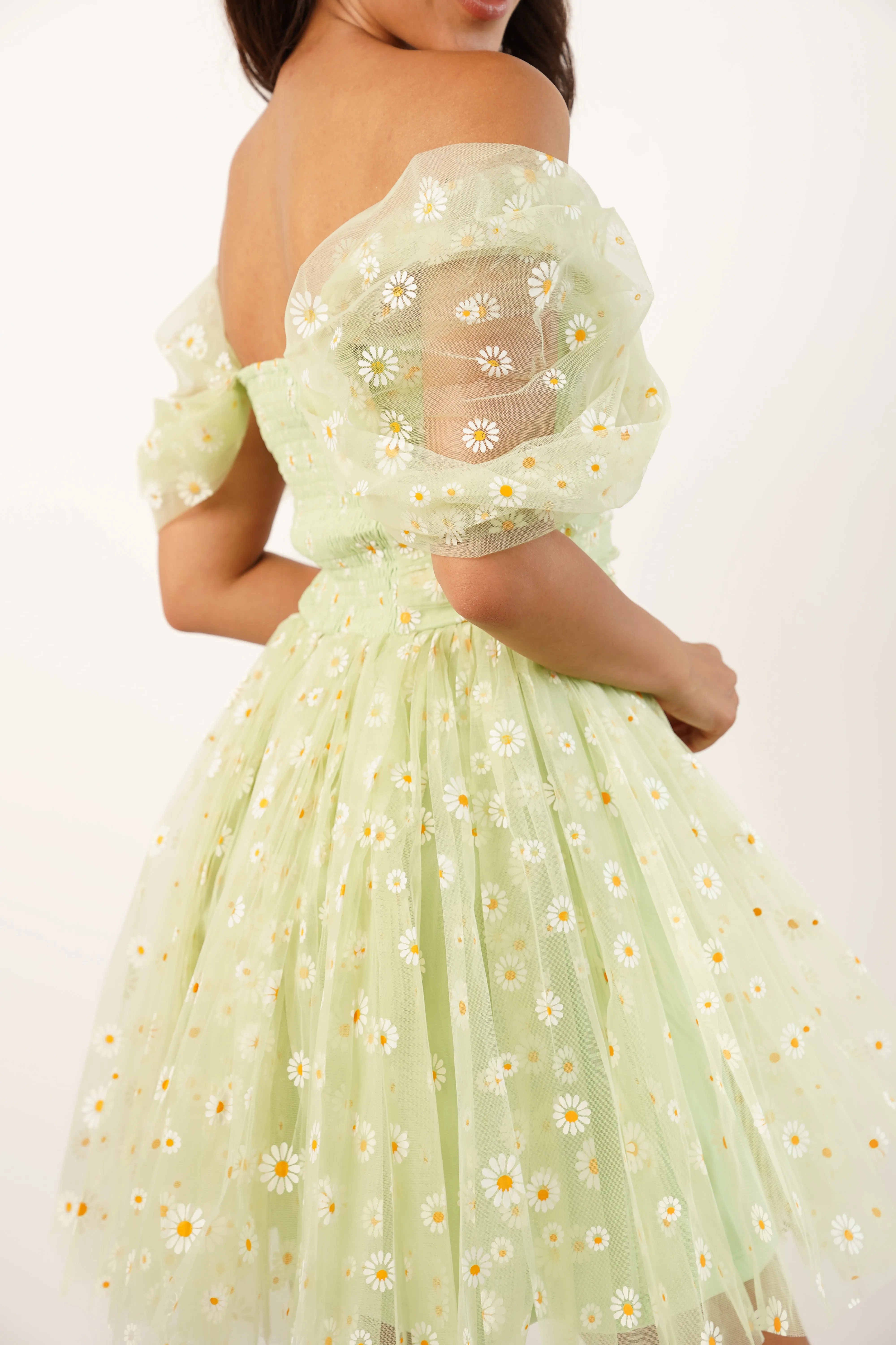 Sydney Green Daisy Tulle Mini Dress