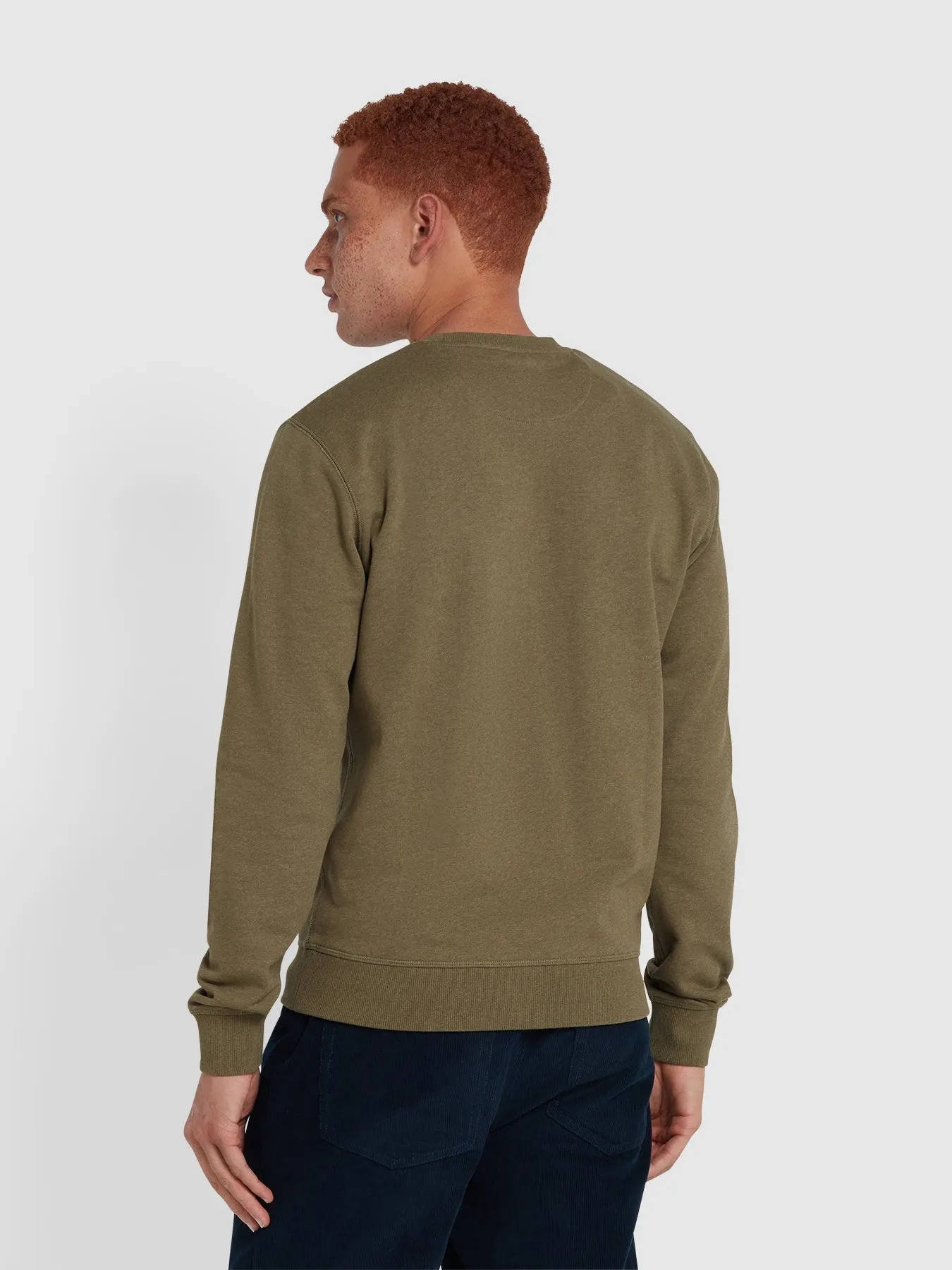 Tim Organic Cotton Crew Neck Sweatshirt In Farah Khaki Marl