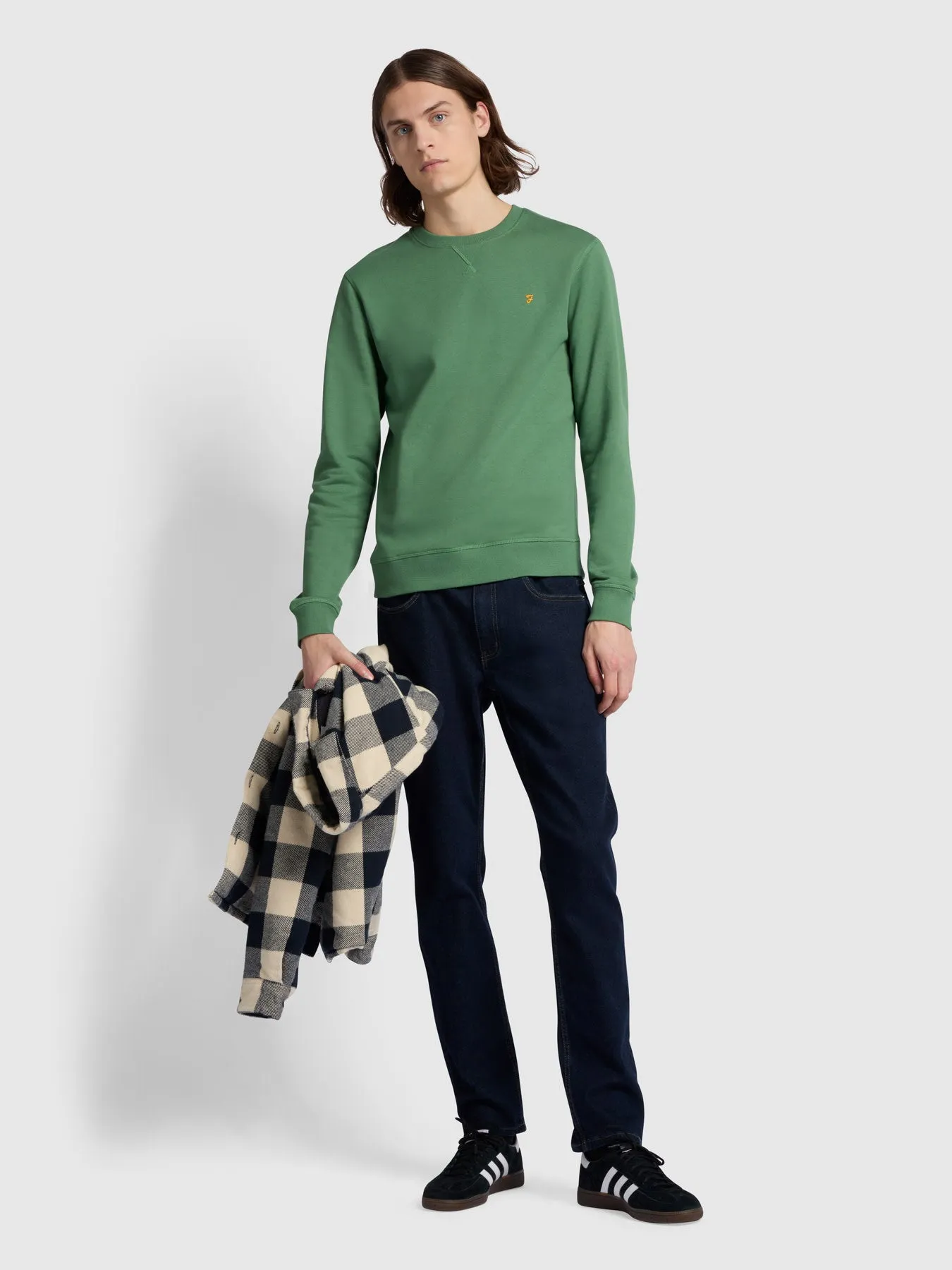 Tim Organic Cotton Crew Neck Sweatshirt In Wreath Green