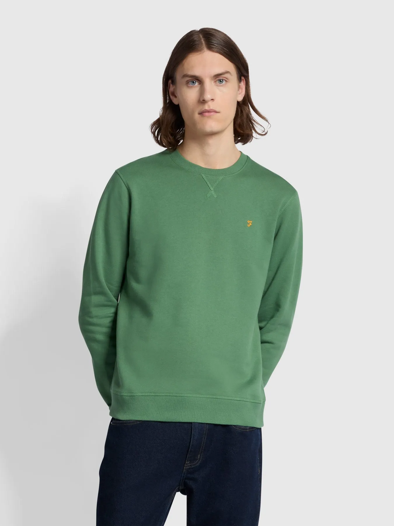 Tim Organic Cotton Crew Neck Sweatshirt In Wreath Green