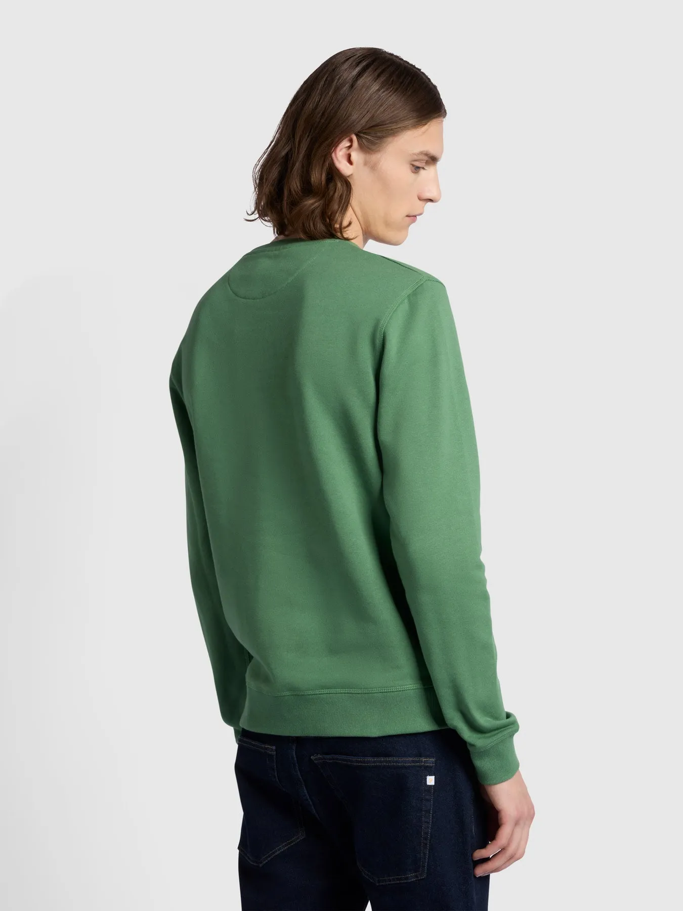 Tim Organic Cotton Crew Neck Sweatshirt In Wreath Green