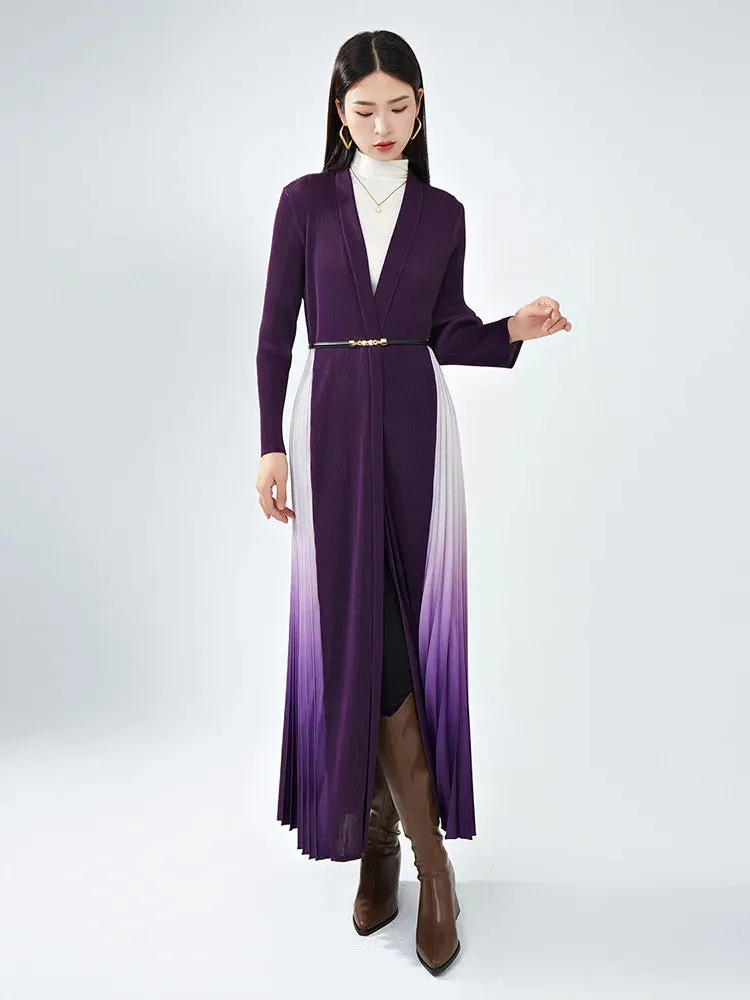 Truly Pleated Long Cardigan in Ombre