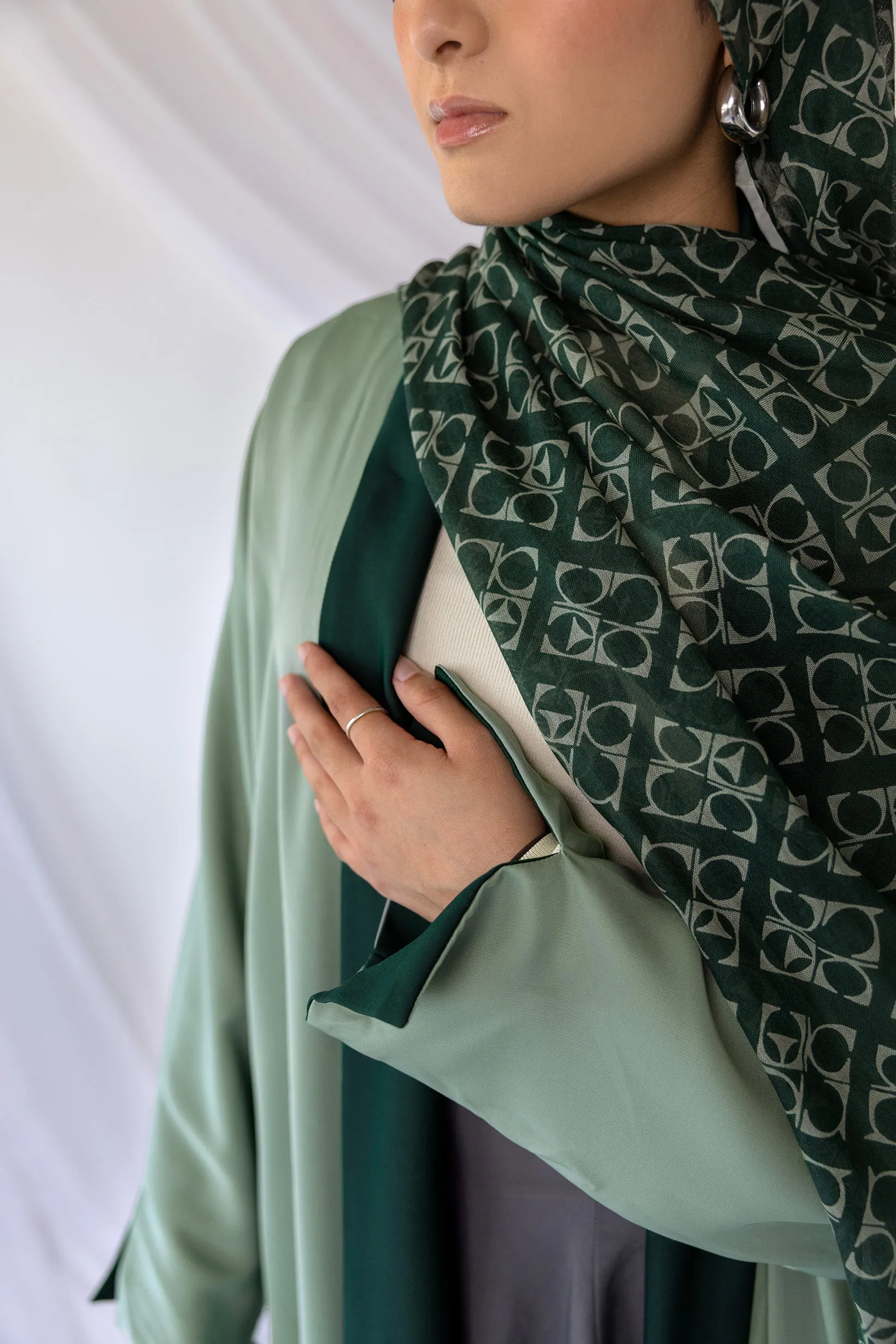 two-tone green abaya