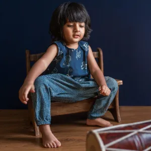 UNISEX ORGANIC ZOO  JHABLA WITH INDIGO CHECK PANTS