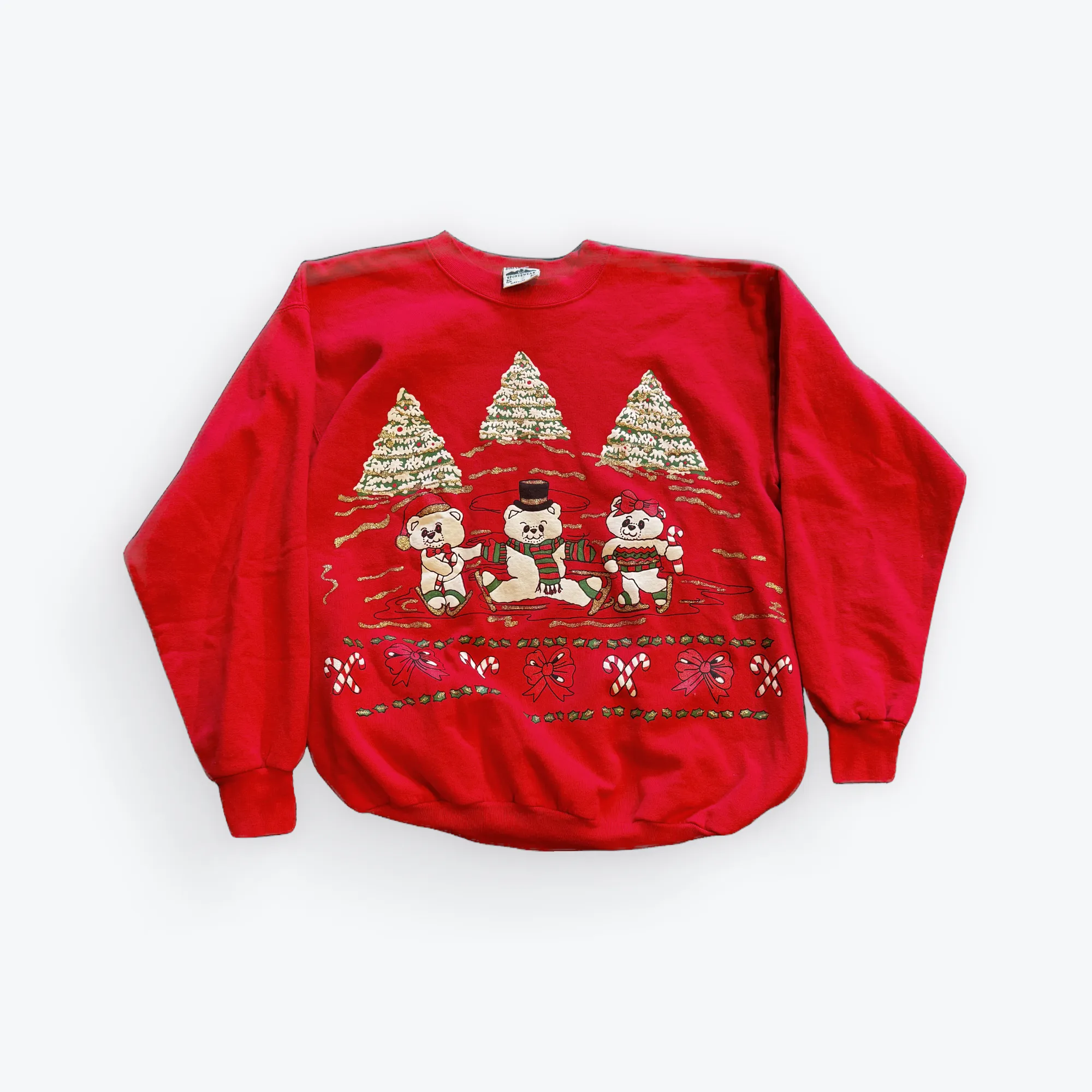 Vintage 90's Ice Skating Bears Holiday Crewneck