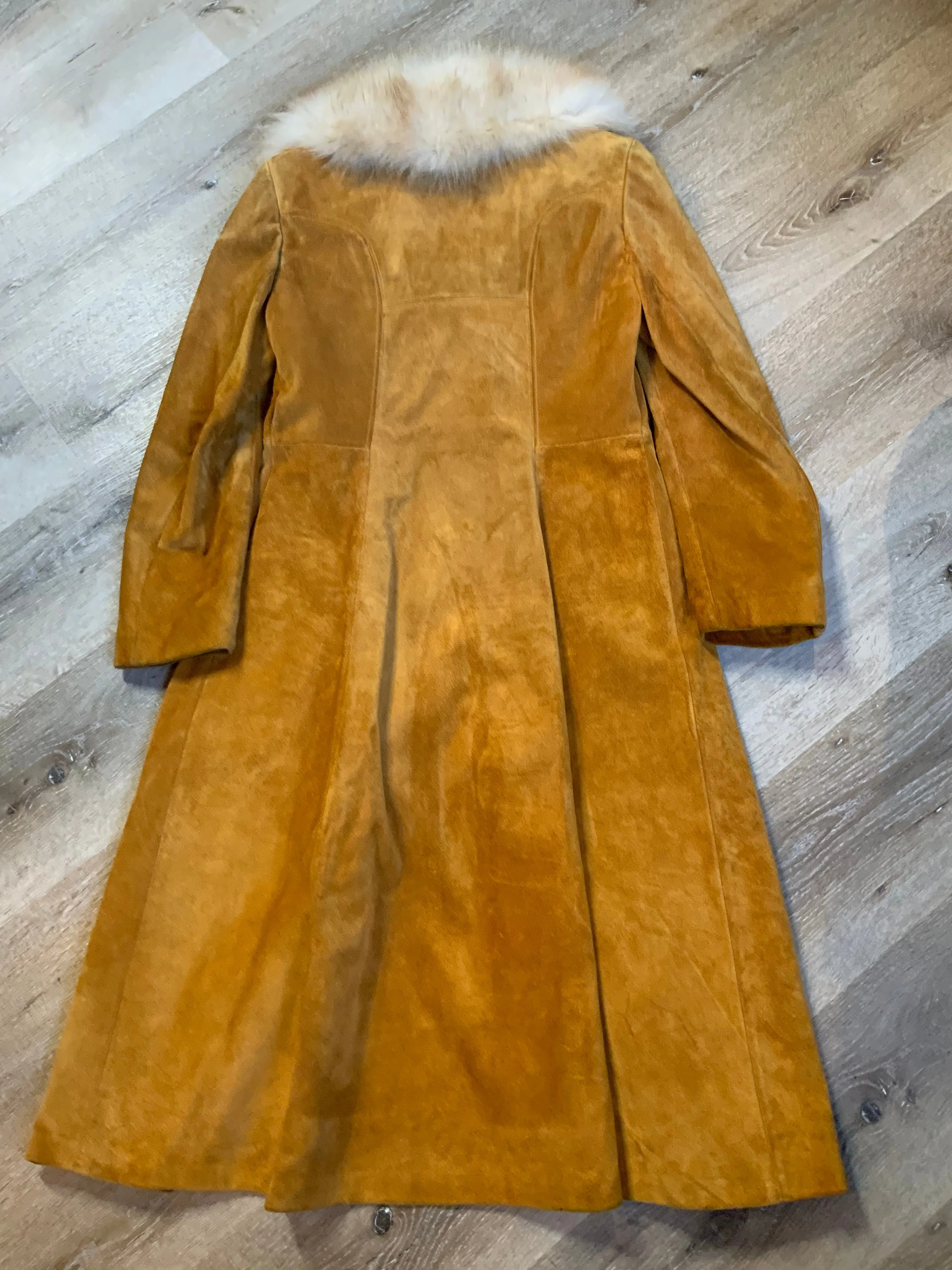 Vintage Embassy 1970's Tan Suede Full Length Coat, Made in Canada, SOLD