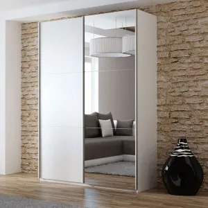 Wardrobe Tokyo 150cm White Mirror