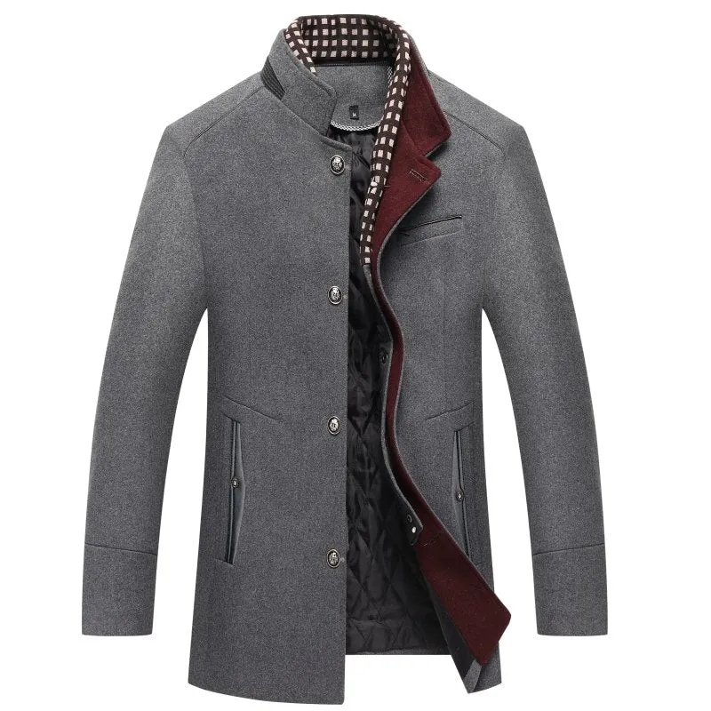 Warm Long Woolen Double Collar Coat With Buttons For Men | Ideal for Winter