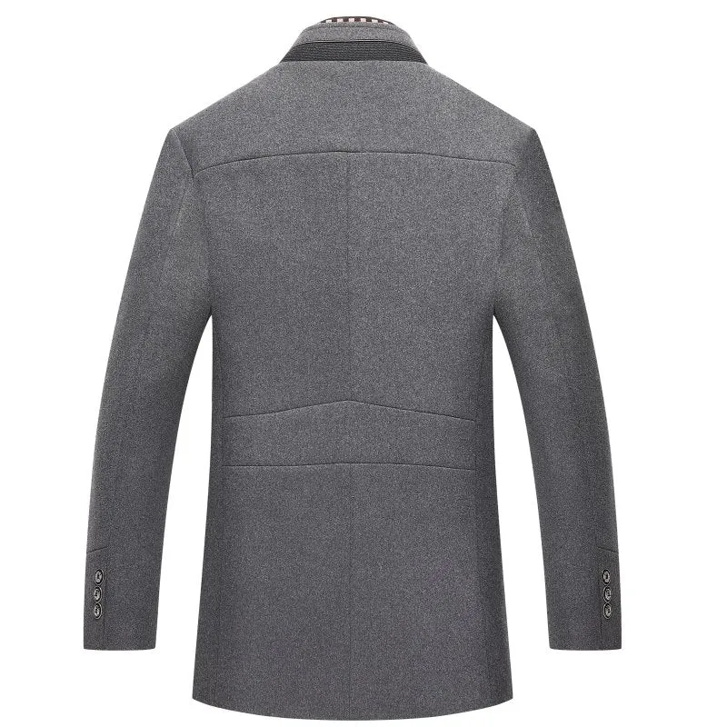 Warm Long Woolen Double Collar Coat With Buttons For Men | Ideal for Winter