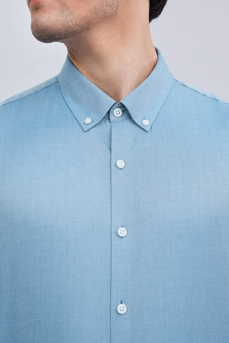 Waterless Dye Button-Down Smart Shirt | Indigo Blue 25239N